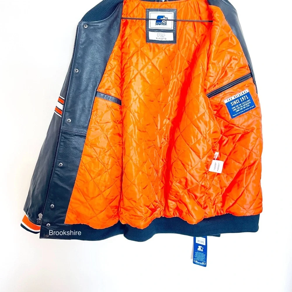 Starter Chicago Bears Leather Jacket Size Large